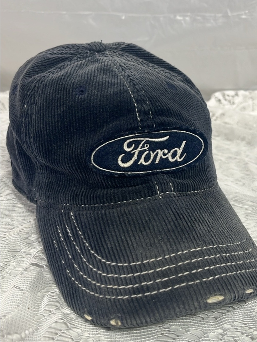 Vintage Ford Blue Corduroy Logo Baseball Cap